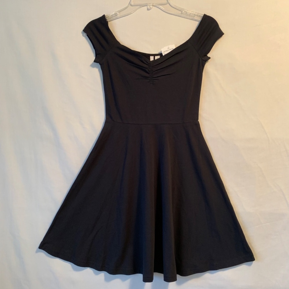 Frenchi NEW Fit and Flare Black Cap Sleeve Stretch Dress Size Small